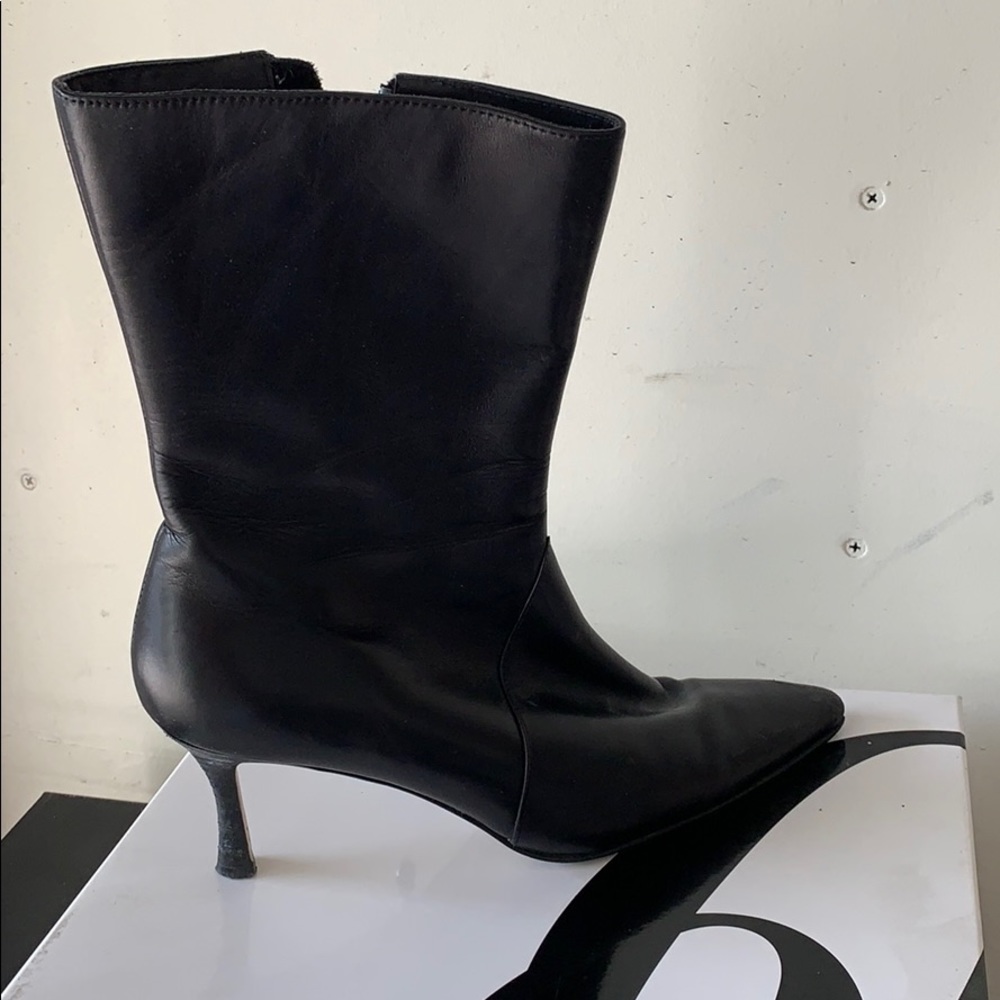 Joan & David Black Leather Heel